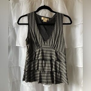 Michael Kor ruffle blouse tank black and white Size S